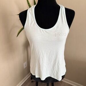 I Do Rhinestone Tank Top Women's Medium Light Blue‎ Racerback Sleeveless Wedding